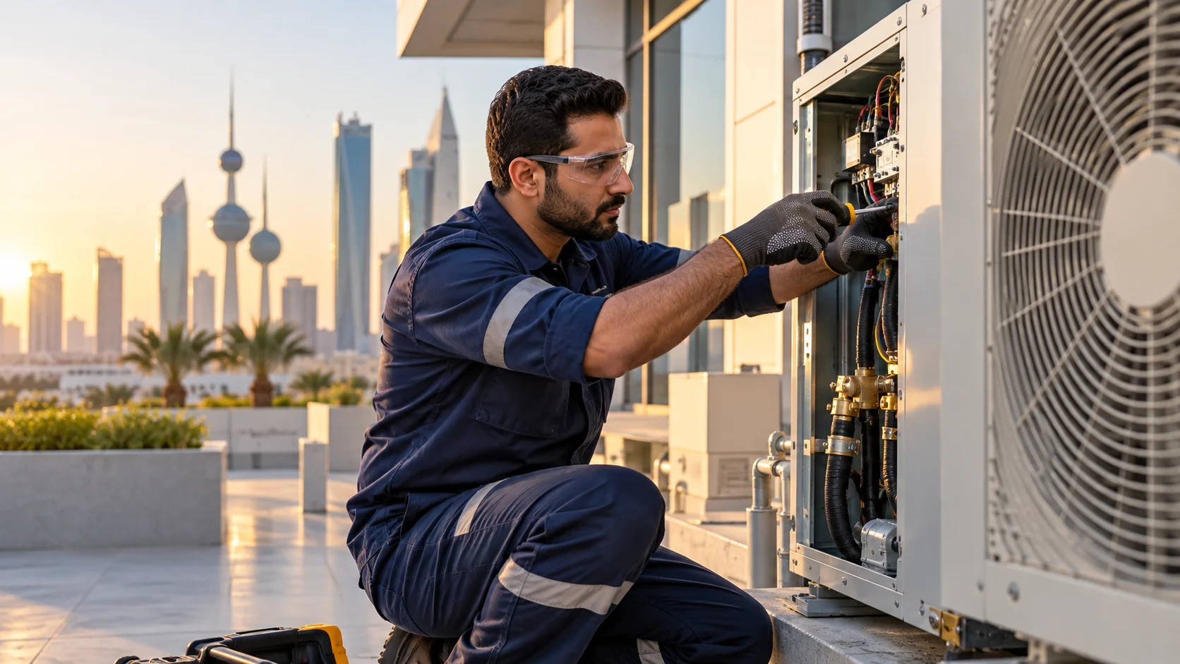 AI illustration of an air conditioning technician at work