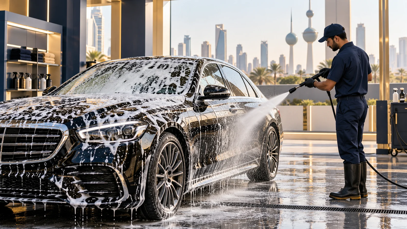 AI illustration of professional car cleaning