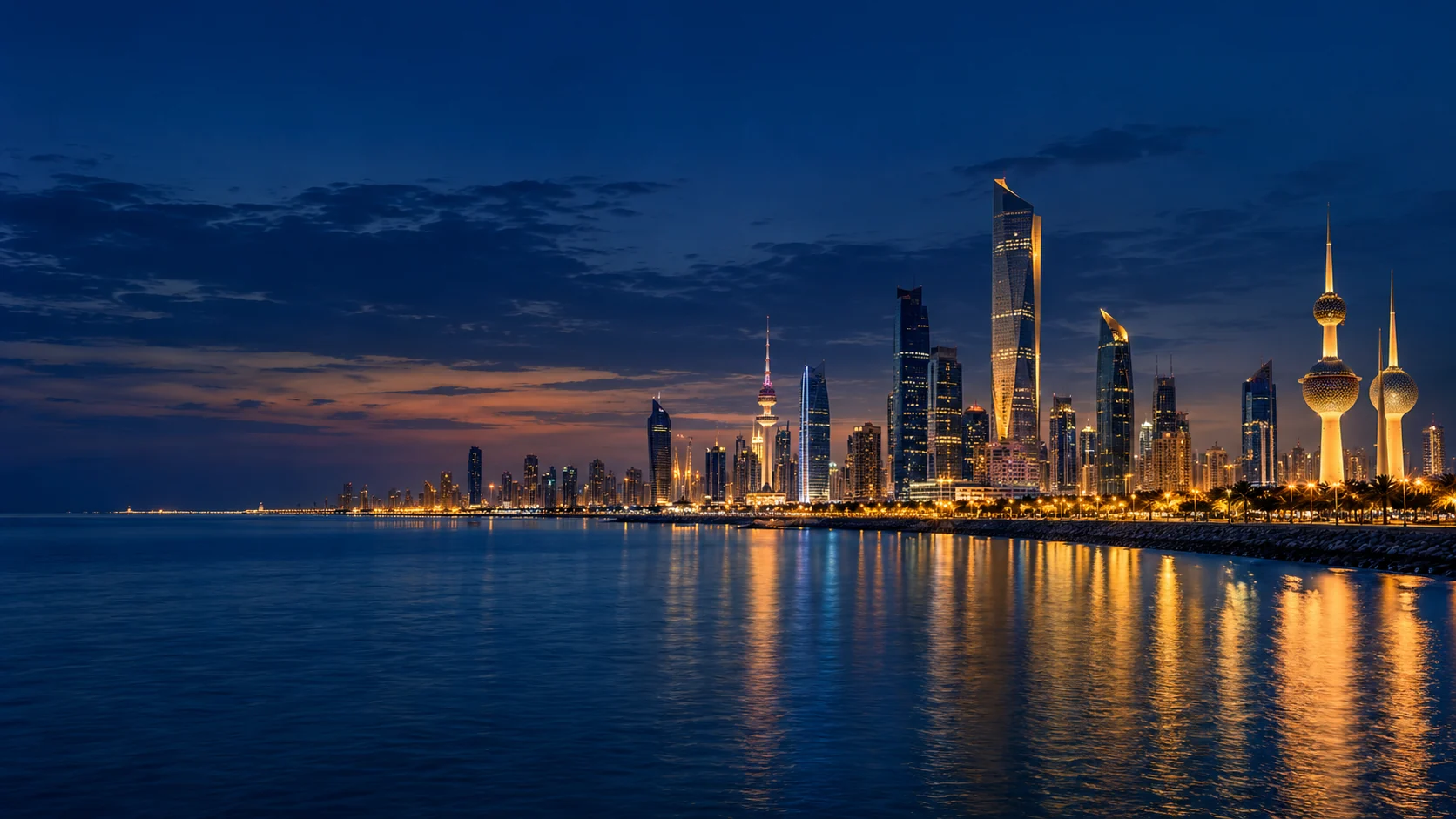 AI interpretation of Kuwait at blue hour